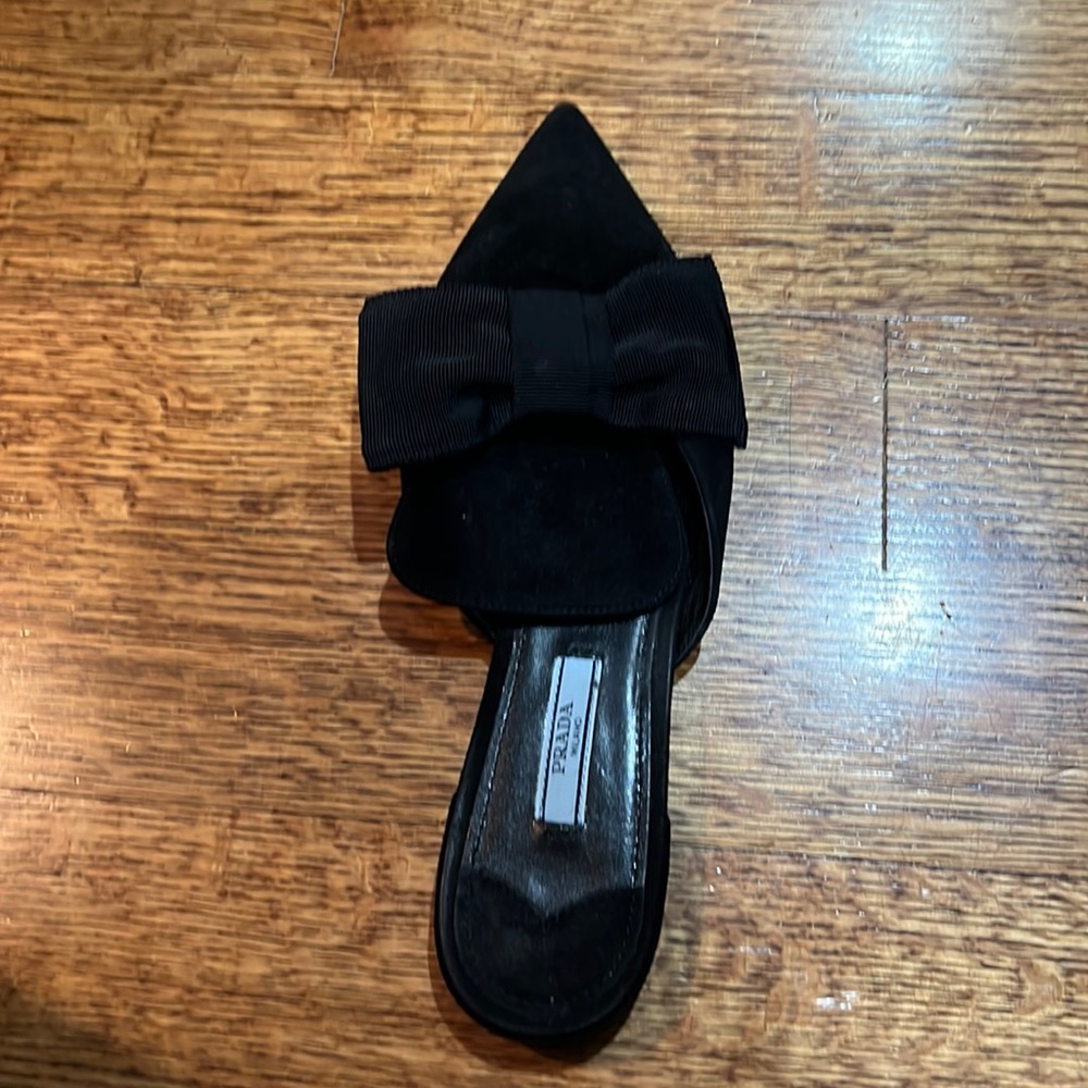 Prada Velvet & Bow Point-Toe Mule Slides - image 1